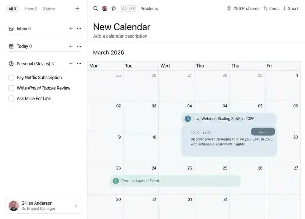 Calendar Events Mockup